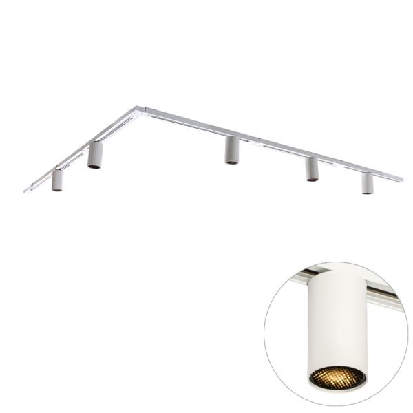 Moderní kolejnicový systém s 5 bílými bodovými světly jednofázový GU10 50mm - Iconic Ruby