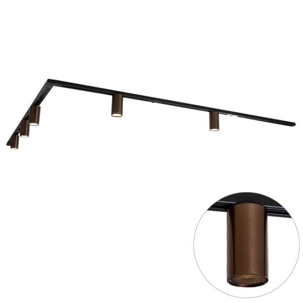 Moderní kolejnicový systém s 5 reflektory tmavě bronzové barvy, 1-fázový GU10 50 mm - Iconic Ruby