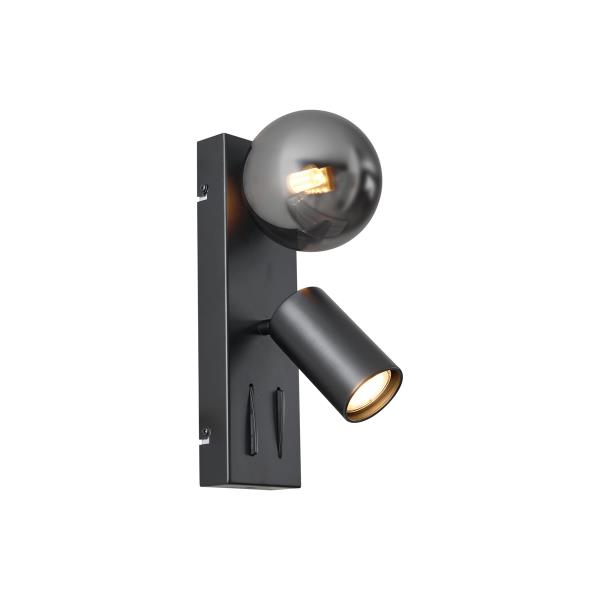 Moderní nástěnné svítidlo černé 2-světelné naklápěcí s portem USB-C - Lesly