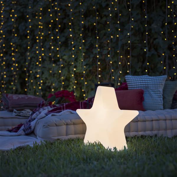 Vánoční stojací lampa bílá 45 cm včetně dobíjecího solárního RGBW LED - Nova