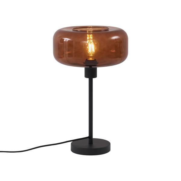 Retro stolní lampa černá s bronzovým sklem - Bizle