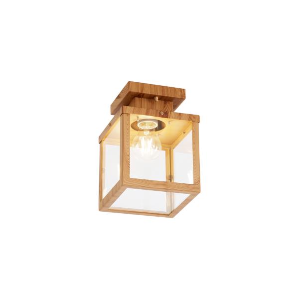 Průmyslové venkovní stropní svítidlo dřevěné s čirým sklem - Rotterdam