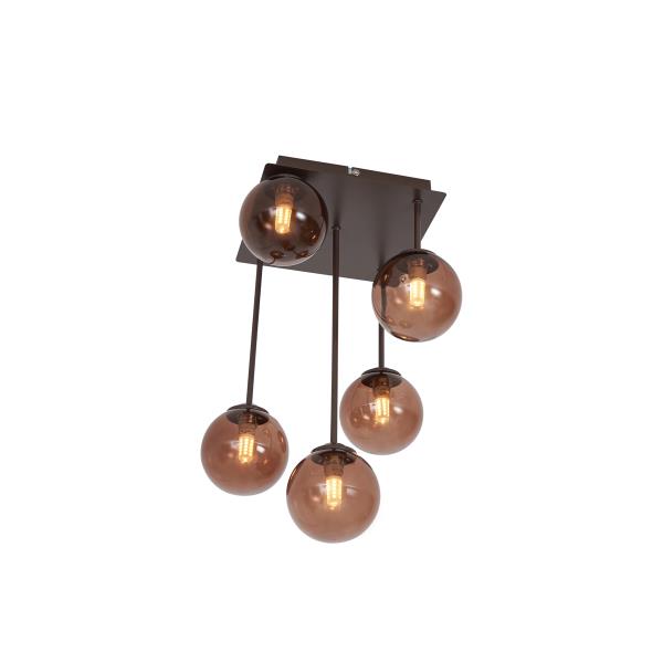 Designové stropní svítidlo bronzové s bronzovým sklem 5-světelné - Atény