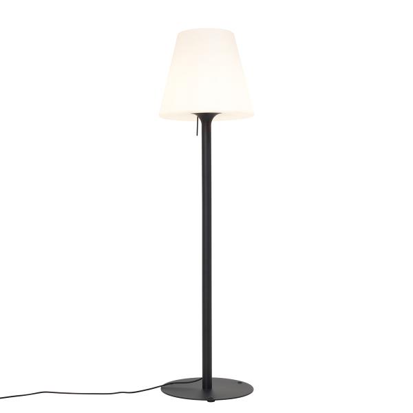 Moderní venkovní stojací lampa černá s bílým stínidlem IP44 - Big Virginia