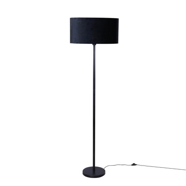 Stojací lampa černá s oválným sametovým stínítkem 50 cm - Simplo