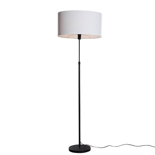 Stojací lampa černá s oválným lněným stínítkem bílým 50 cm - Parte