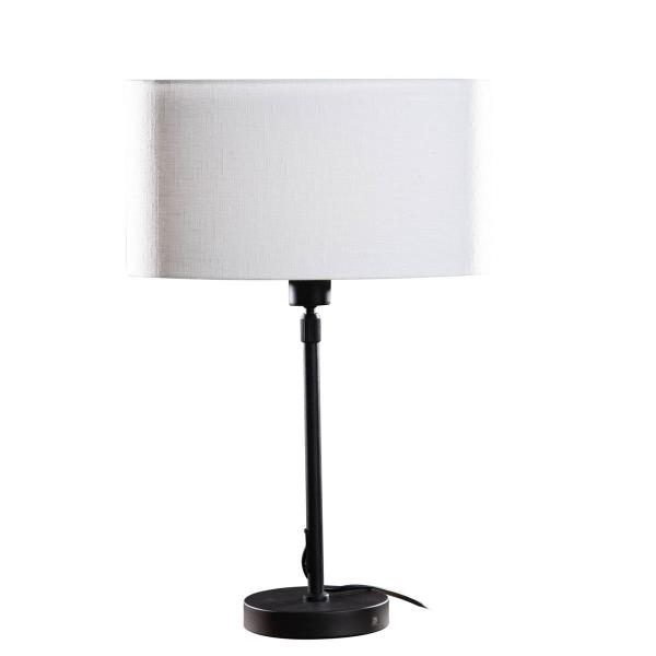 Stolní lampa černá s oválným lněným stínítkem bílým 35 cm - Parte
