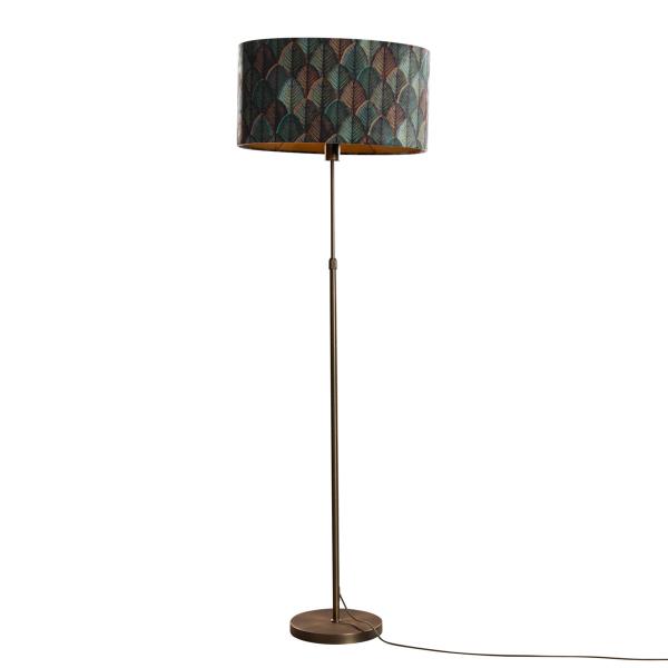 Stojací lampa bronzová s oválným sametovým stínidlem s designem listů 50 cm - Parte