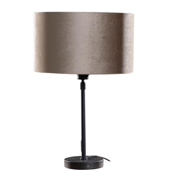 Stolní lampa černá s taupe sametovým stínítkem 35 cm - Parte