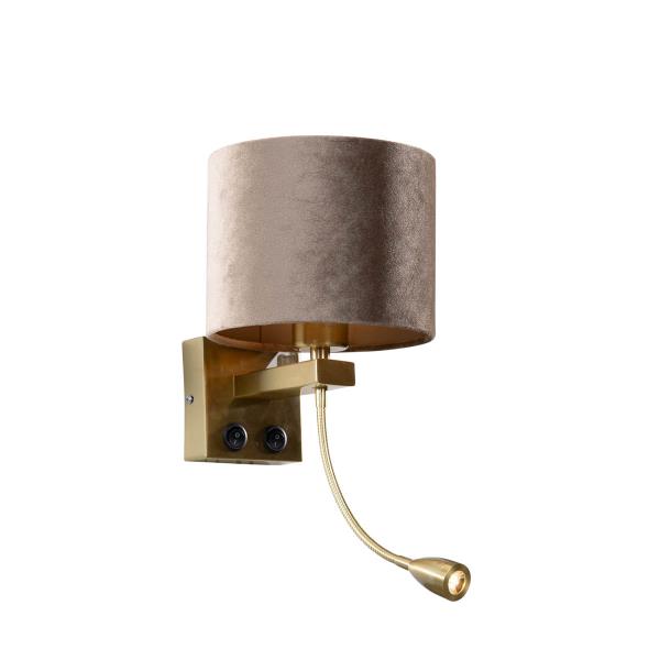 Nástěnná lampa bronzová s taupe sametovým stínítkem 18 cm - Brescia Combi