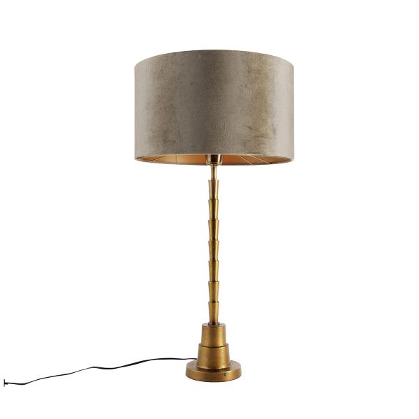 Stolní lampa bronzová se sametovým stínidlem zelená 35cm - Pisos