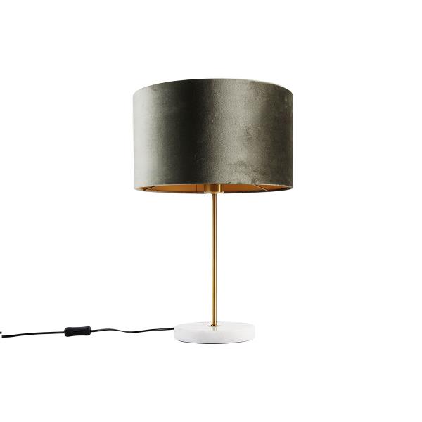 Stolní lampa mosazná se sametovým stínidlem zelená 35cm - Kaso