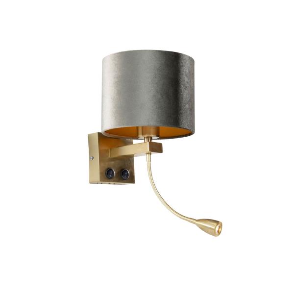 Wandlamp brons met velours kap groen 18cm - Brescia