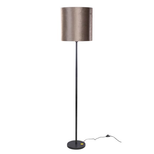 Stojací lampa černá s hnědým sametovým stínítkem 40 cm - Simplo
