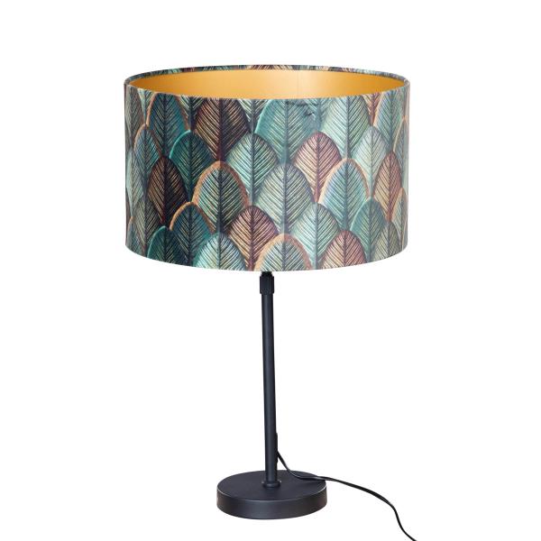Stolní lampa černá ssametovým stínidlem smotivem listů azlatým vnitřkem - Parte