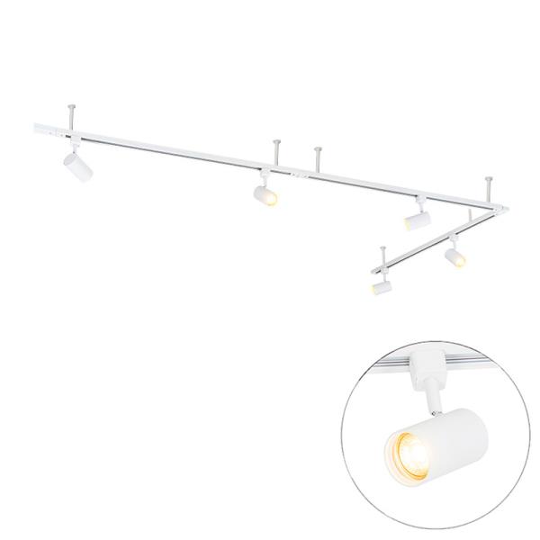 Moderní závěsný kolejnicový systém s 5 bodovými světly bílý 1-fázový - Iconic Jeana