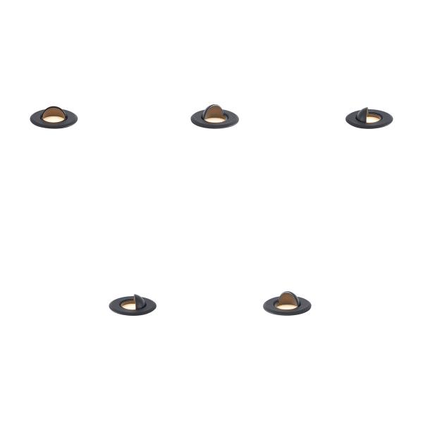 Sada 5 moderních zemních bodových světel černá vč. LED IP67 - Linsey