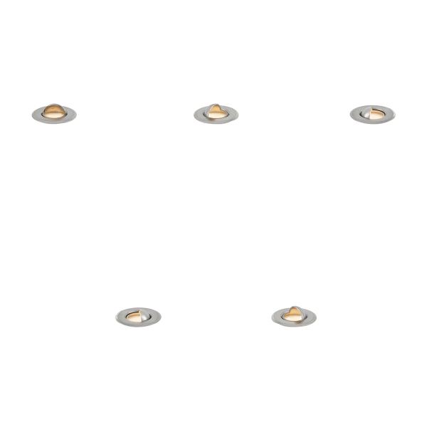 Sada 5 moderních zemních bodových svítidel hliníková vč. LED IP67 - Linsey