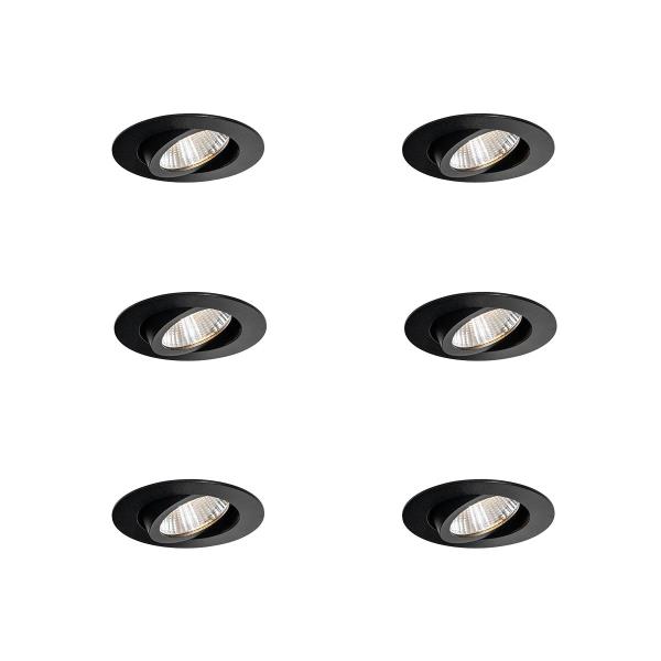 Sada 6 zapuštěných bodových světel černá 6,8 cm vč. LED 750 lm stmívatelná IP65 - Gaius