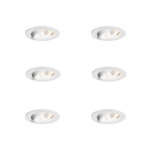 Sada 6 zapuštěných bodových svítidel bílá 6,8 cm vč. LED 750 lm stmívatelná IP23 - Gaius