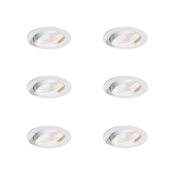 Sada 6 zapuštěných bodových svítidel bílá 9,5 cm vč. LED 1300 lm stmívatelná IP65 - Gaius