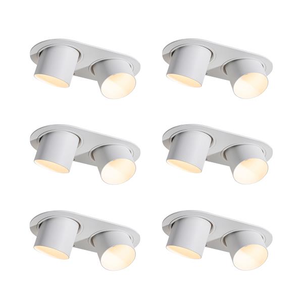 Sada 6 zapuštěných bodových svítidel bílá GU10 50mm 2-světlo - Installa