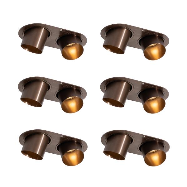 Sada 6 zapuštěných bodových svítidel tmavě bronzová GU10 50mm 2-světla - Installa