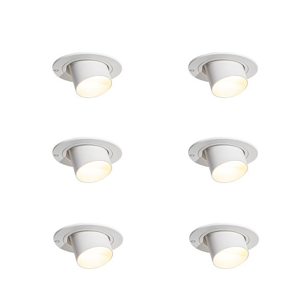 Sada 6 zapuštěných bodových svítidel bílá GU10 35mm kulatá naklápěcí - Installa