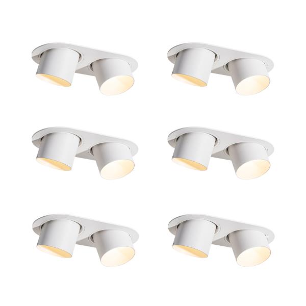Sada 6 zapuštěných bodových svítidel bílá GU10 70mm naklápěcí 2-světlo - Installa