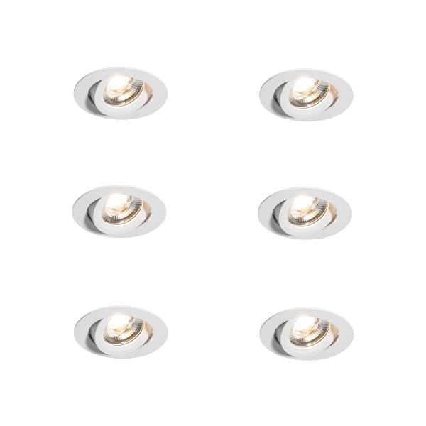 Set van 6 moderne inbouwspots wit 8,2cm incl. LED IP54 ultra slim - Pupil