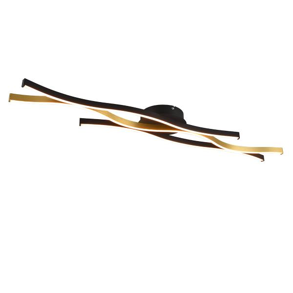 Design plafondlamp zwart met goud incl. LED dimbaar - Blaze