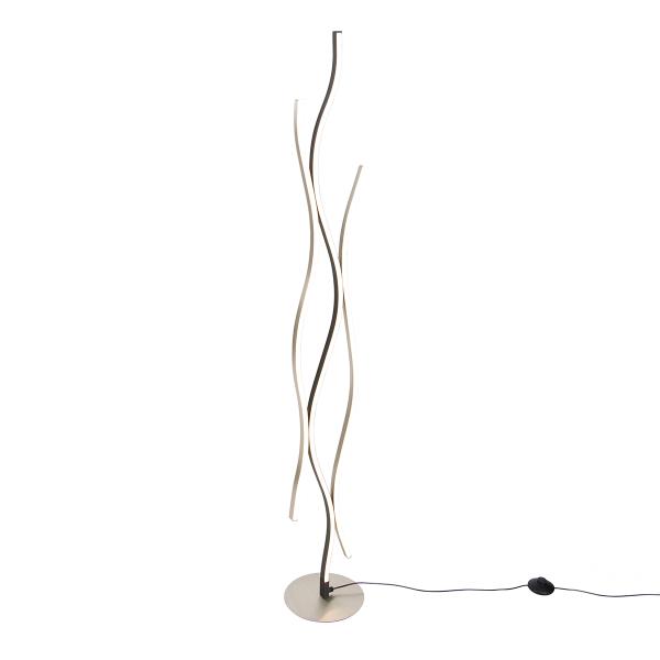 Designová stojací lampa černá se stříbrnou vč. LED stmívatelná - Blaze