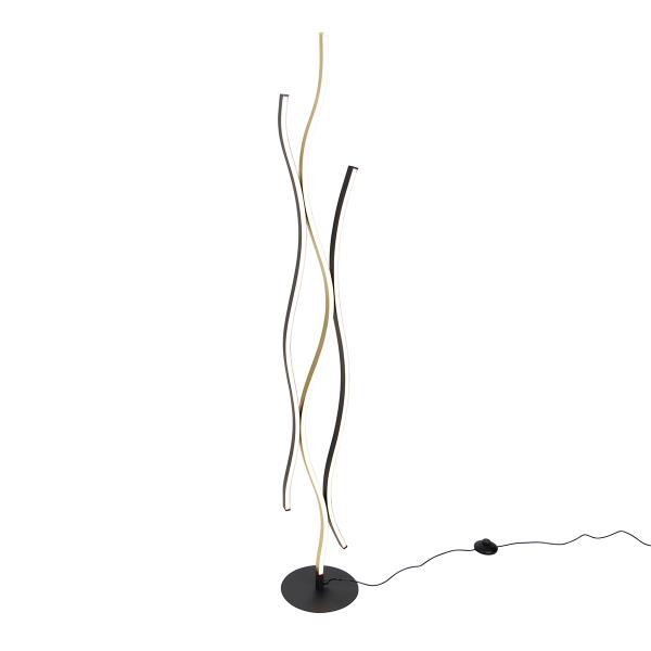 Designová stojací lampa černá se zlatou vč. stmívatelné LED - Blaze