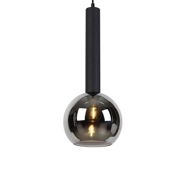 Moderní závěsné svítidlo černé s kouřovým sklem - Clayton