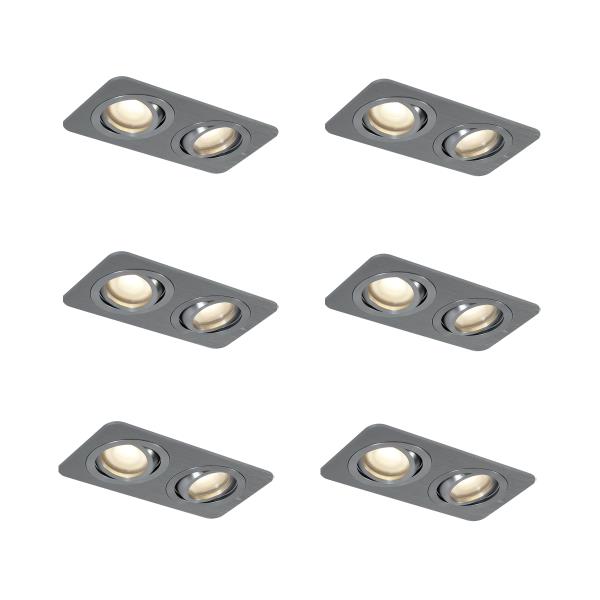 Sada 6 kulatých zapuštěných bodových svítidel Gunmetal GU10 50mm nastavitelná IP44 2-světla - Alberto