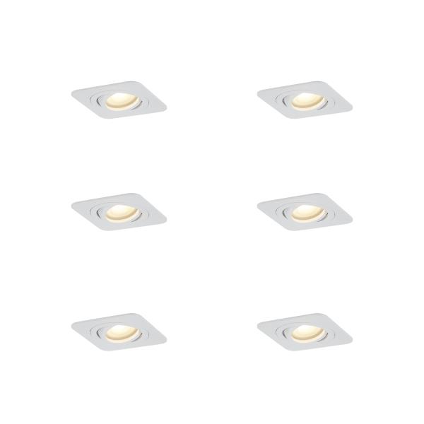 Sada 6 kulatých zapuštěných bodových svítidel bílá GU10 50mm otočná a naklápěcí IP44 - Alberto