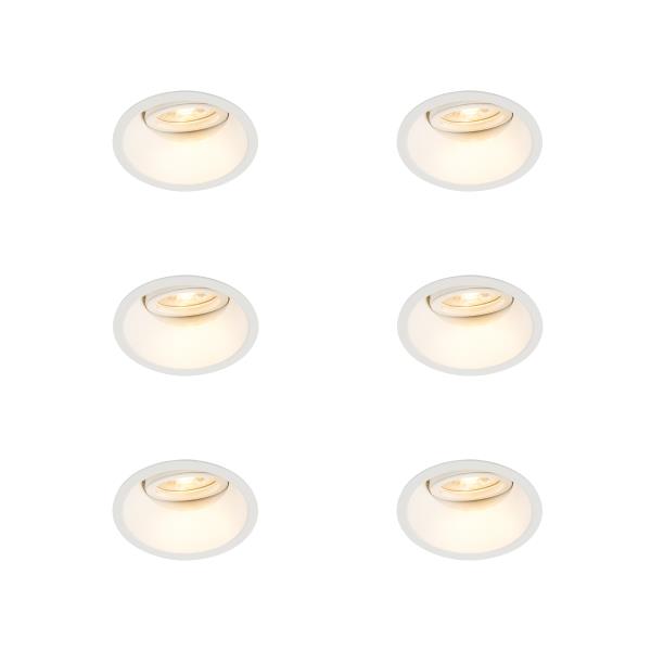 Sada 6 ks Zapuštěné bodové svítidlo bílé otočné a sklopné - slitina