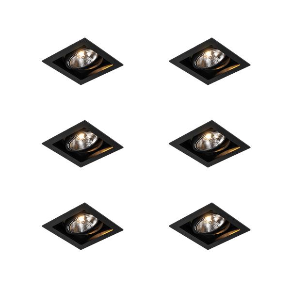 Sada 6 ks Moderní zapuštěné bodové černé 18 cm nastavitelné - Artemis 111