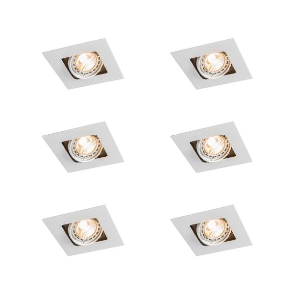 Sada 6 ks Čtvercové zapuštěné bodové bílé otočné a sklopné - Artemis
