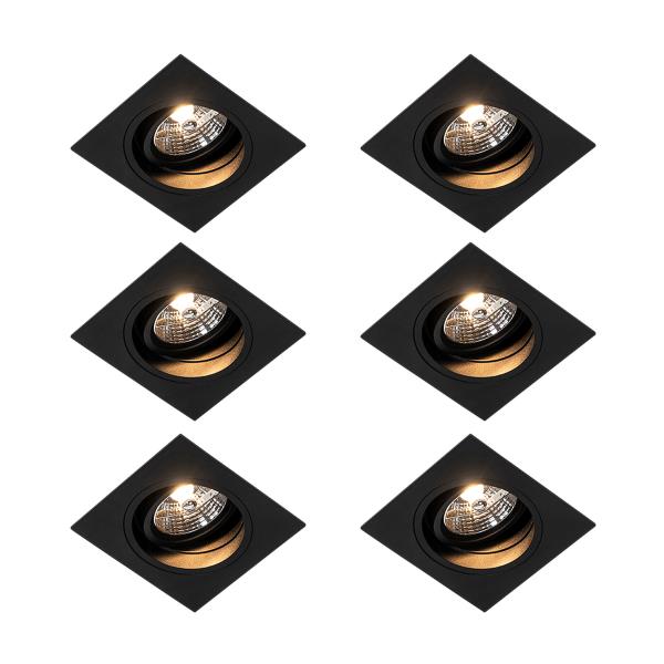 Sada 6 ks Moderní zapuštěné bodové černé nastavitelné - Chuck 70