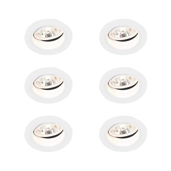 Sada 6 ks Zapuštěné bodové bílé nastavitelné kulaté - Chuck 70