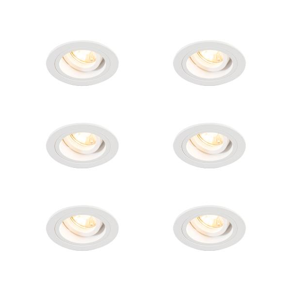 Sada 6 zapuštěných bodových svítidel kulatá bílá nastavitelná - Chuck