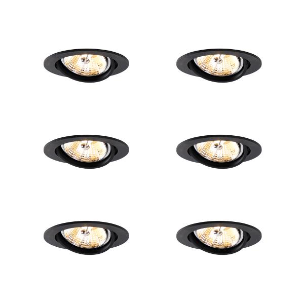 Sada 6 moderních černých naklápěcích zapuštěných bodových světel AR70 - Cisco