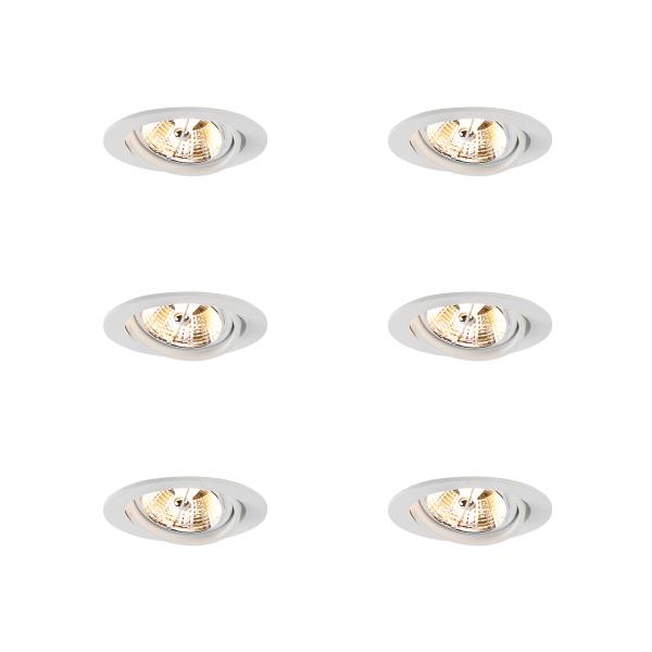 Sada 6 moderních zapuštěných bodových svítidel bílá naklápěcí AR70 - Cisco