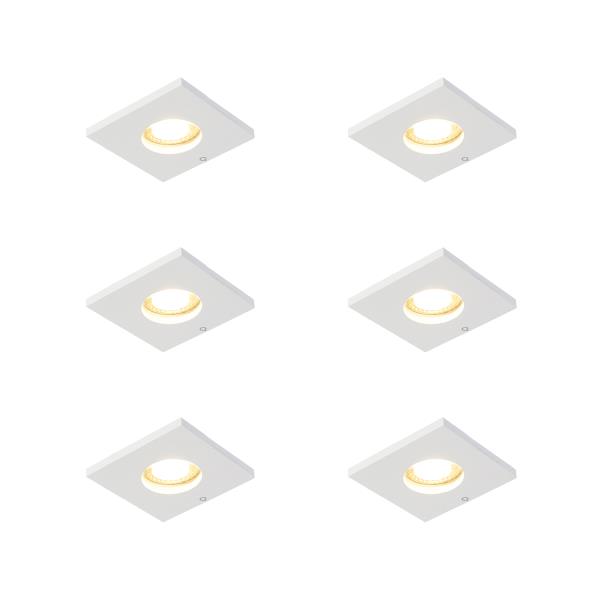 Sada 6 moderních koupelnových zapuštěných bodových světel bílá - Doku