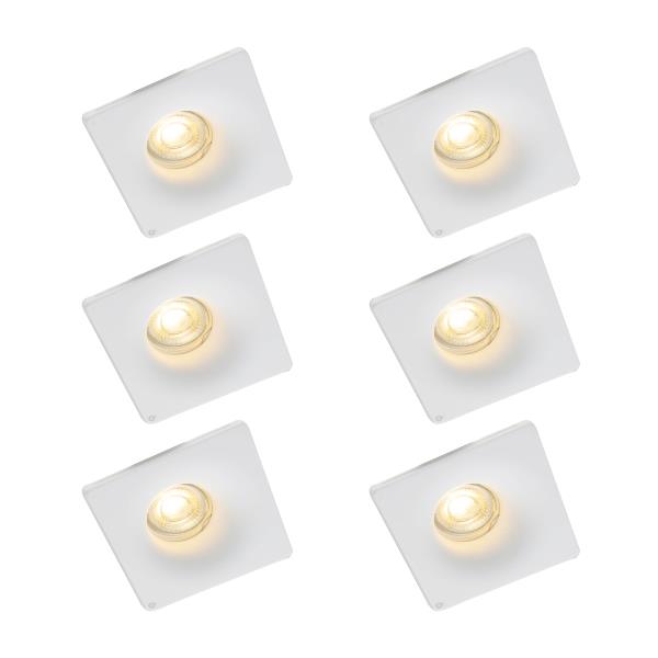 Sada 6 zapuštěných bodových světel bílá 12 cm kulatá - Gypsy Stucco