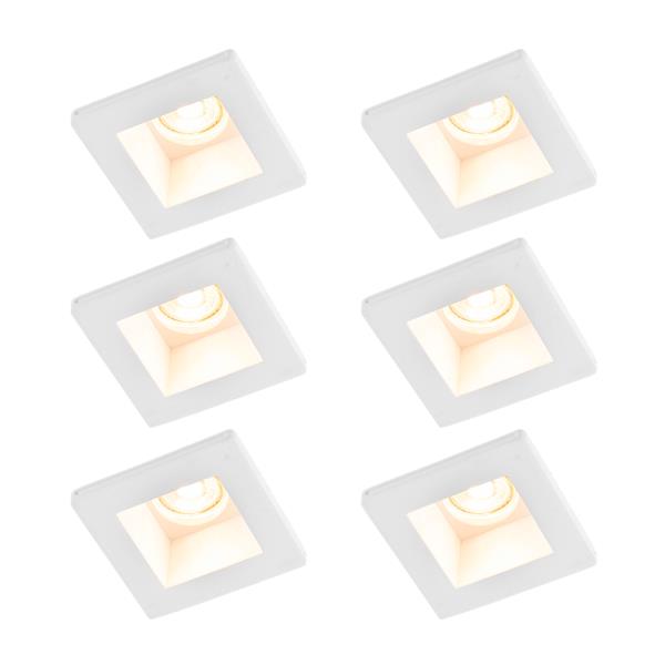 Sada 6 zapuštěných bodových světel bílá 12cm čtvercová - Gypsy Stucco