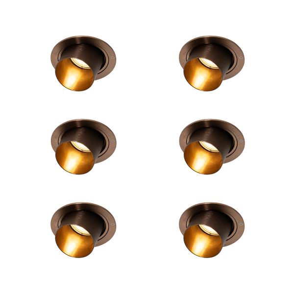 Sada 6 moderních zapuštěných bodových světel tmavě bronzová kulatá naklápěcí - Installa