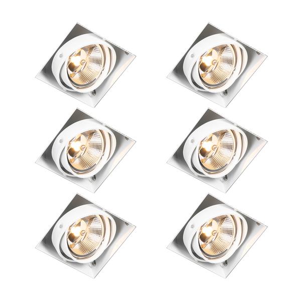 Sada 6 zapuštěných bodových svítidel bílá GU10 AR111 bez okrajů nastavitelná - Oneon