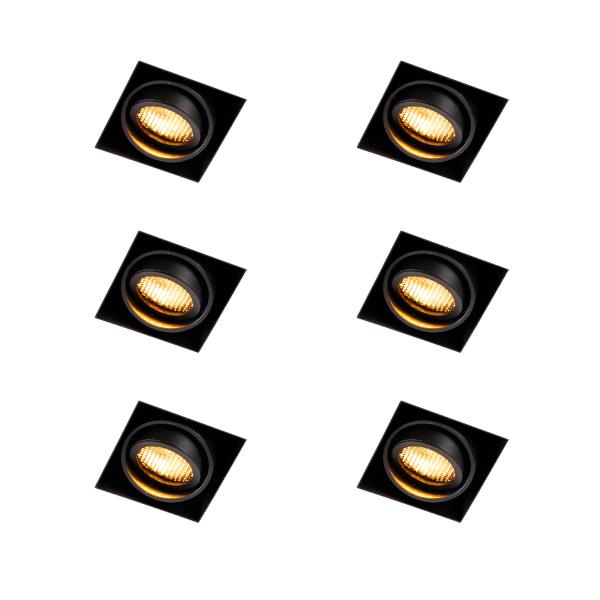 Sada 6 zapuštěných bodových světel černá nastavitelná bezrámečková - Oneon Honey
